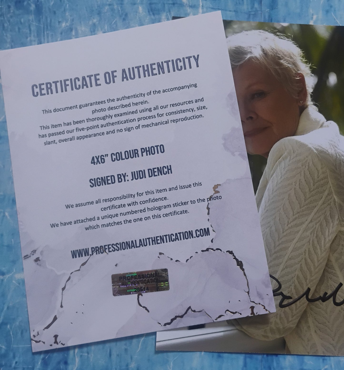 Judi Dench Hand Signed Autograph Photo COA