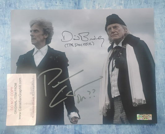 Peter Capaldi & David Bradley Hand Signed Autograph 8x10 Photo COA Doctor Who