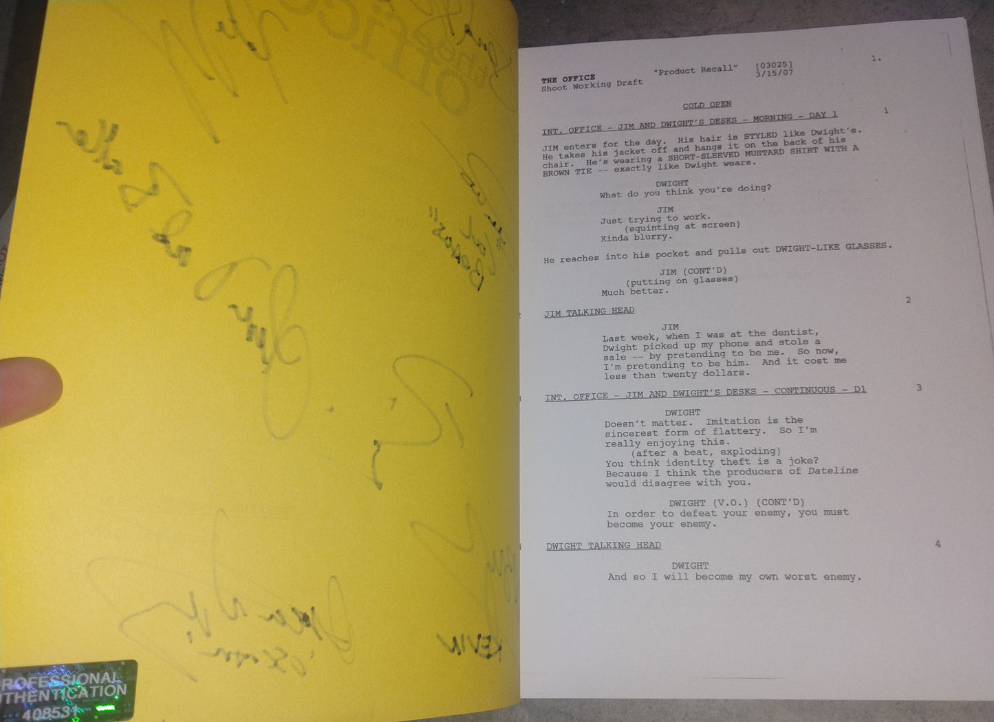 The Office 7x Cast Hand Signed Autograph Script COA