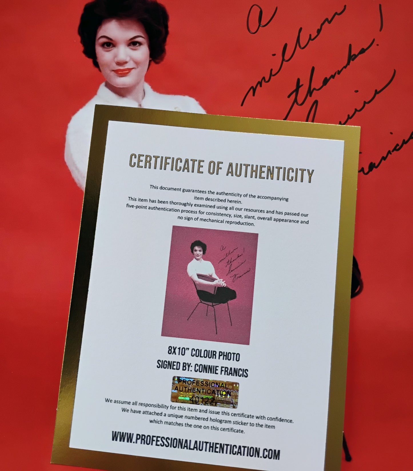 Connie Francis Hand Signed Autograph 8x10 Photo COA