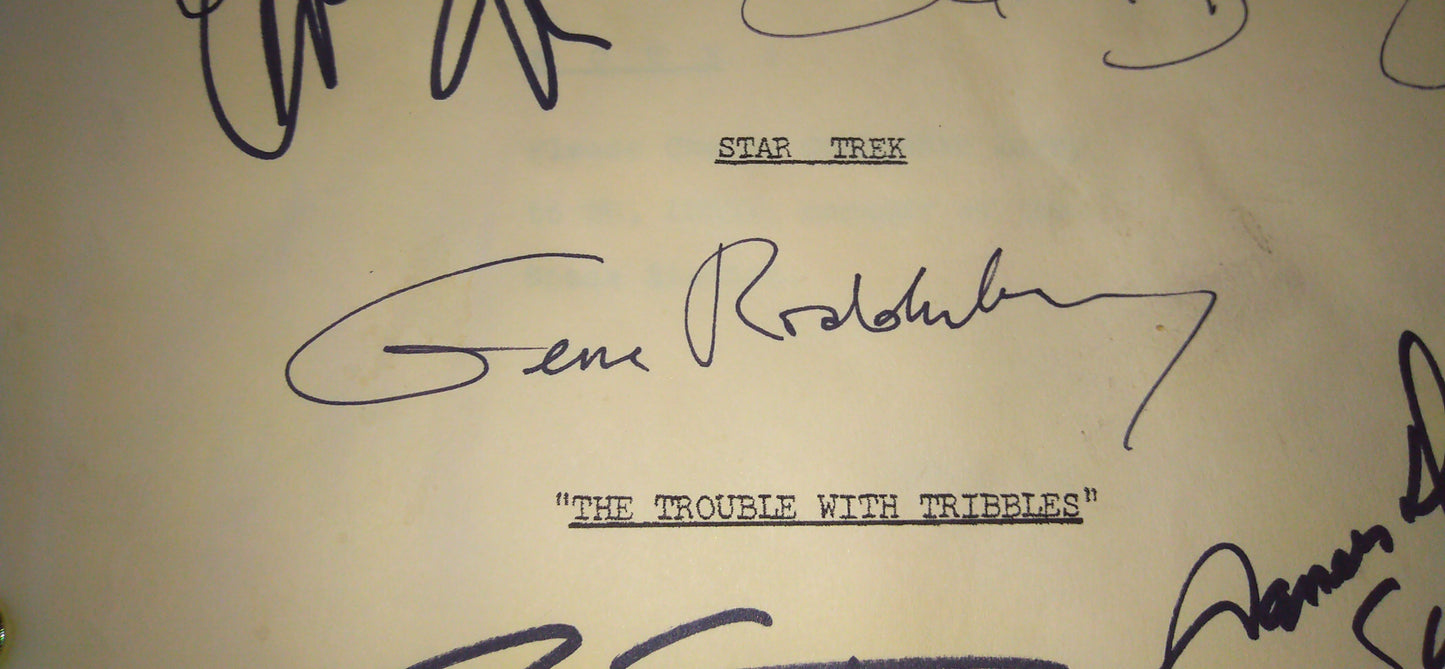Star Trek 8x Cast Hand Signed Autograph Script COA Gene Roddenberry, Leonard Nimoy, William Shatner