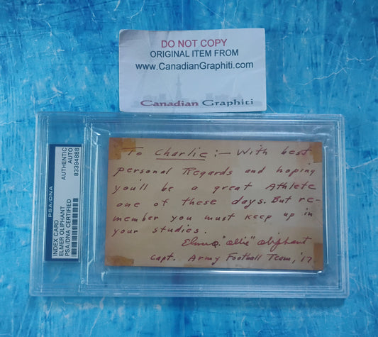 Elmer Oliphant Hand Signed Autograph Index Card PSA