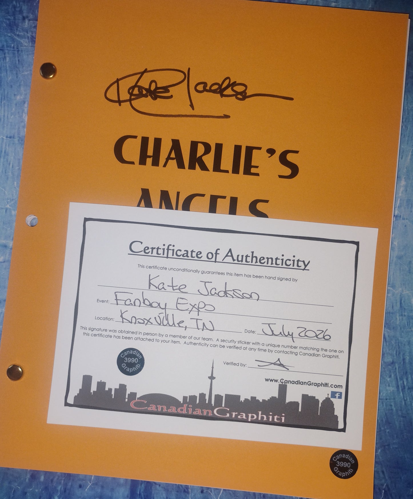 Kate Jackson Hand Signed Autograph Charlie's Angels Script COA