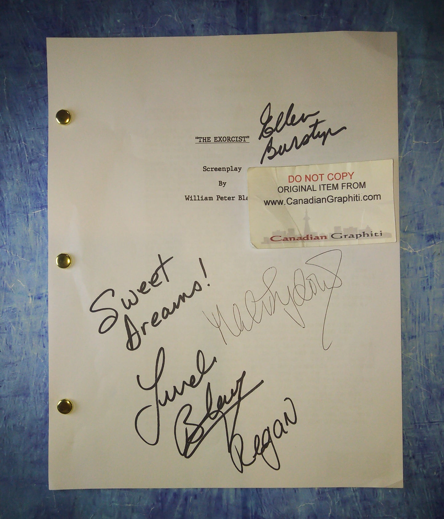 The Exorcist Cast Hand Signed Autograph Script COA Linda Blair, Ellen Burstyn & Max Von Sydow