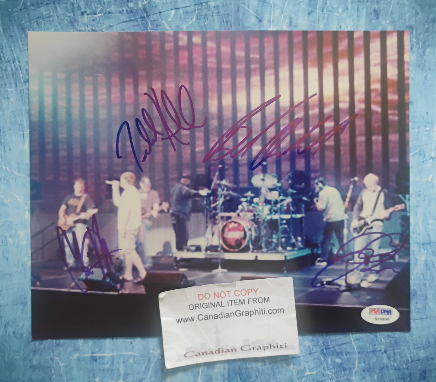 3 Doors Down Hand Signed Autograph 8x10 Photo PSA COA Brad Arnold, Todd Harrell, Matt Roberts