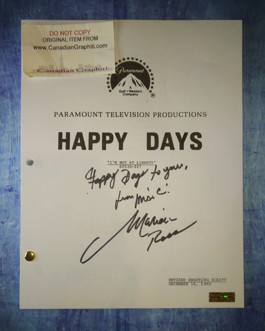 Marion Ross Hand Signed Autograph Happy Days Script COA