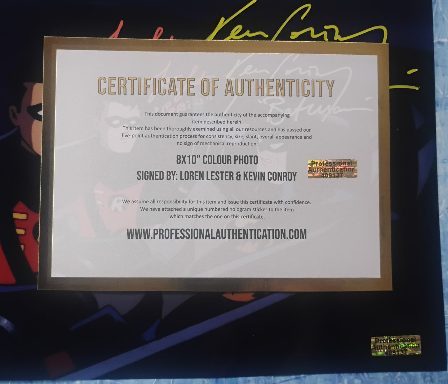Loren Lester & Kevin Conroy Hand Signed Autograph 8x10 Photo COA Batman Animated Series