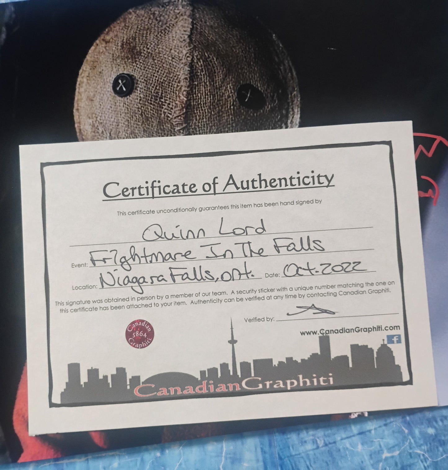 Quinn Lord Hand Signed Autograph 8x10 Photo COA Trick r Treat