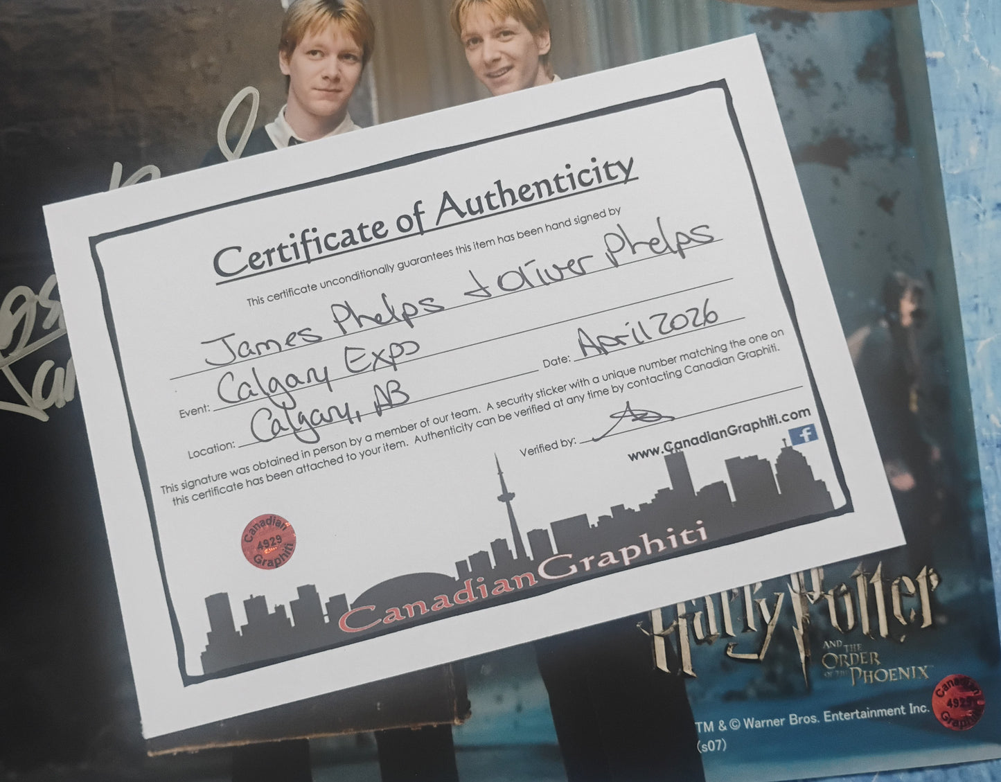 James & Oliver Phelps Hand Signed Autograph 8x10 Photo OPix COA Harry Potter