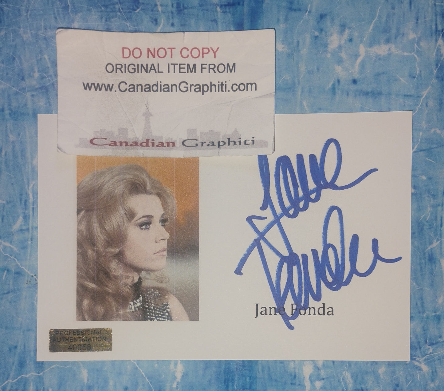 Jane Fonda Hand Signed Autograph Index Card COA