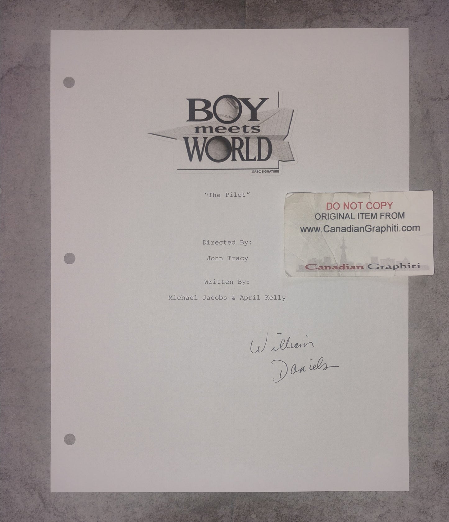 William Daniels Hand Signed Autograph Boy Meets World Script Cover COA