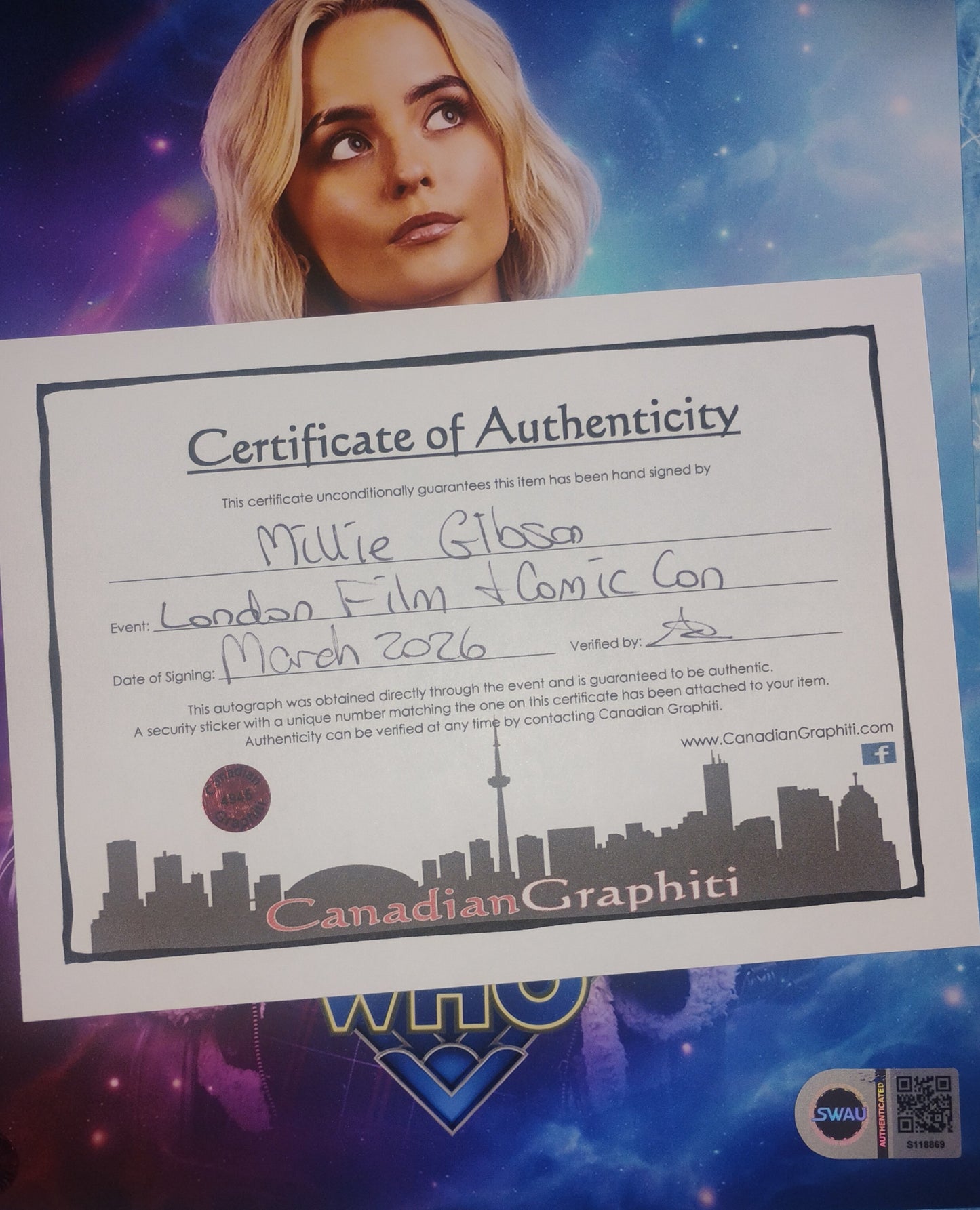 Millie Gibson Hand Signed Autograph 8x10 Photo SWAU COA Doctor Who