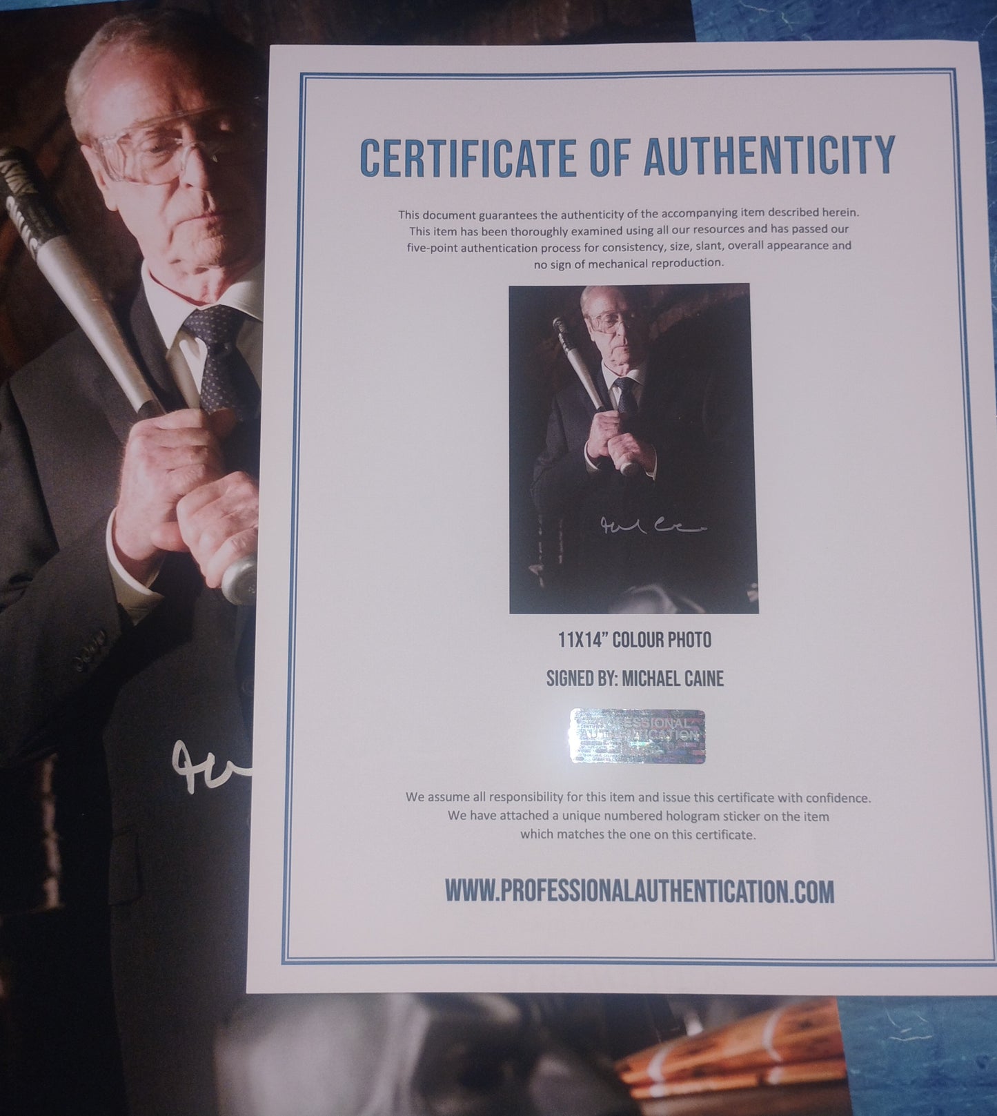 Michael Caine Hand Signed Autograph 11x14 Photo COA The Dark Knight