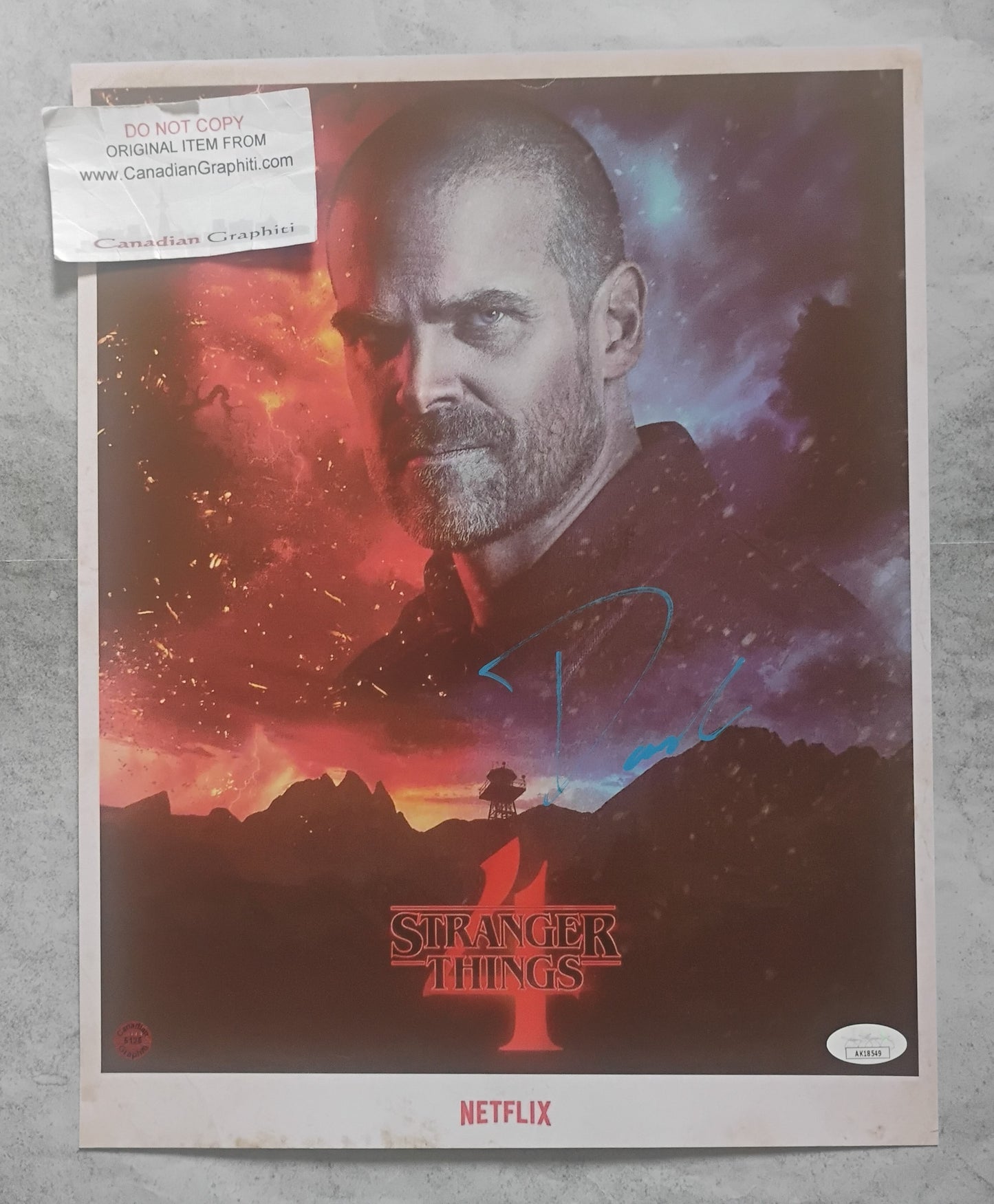 David Harbour Hand Signed Autograph 11x14 Photo JSA COA Stranger Things