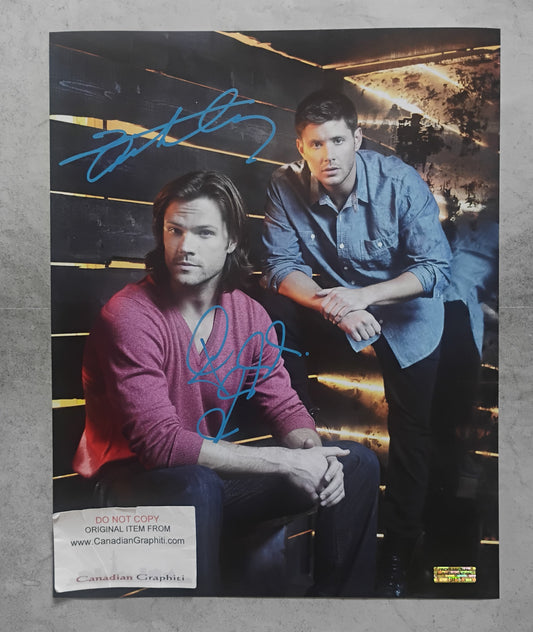 Jensen Ackles & Jared Padalecki Hand Signed Autograph 11x14 Photo COA Supernatural