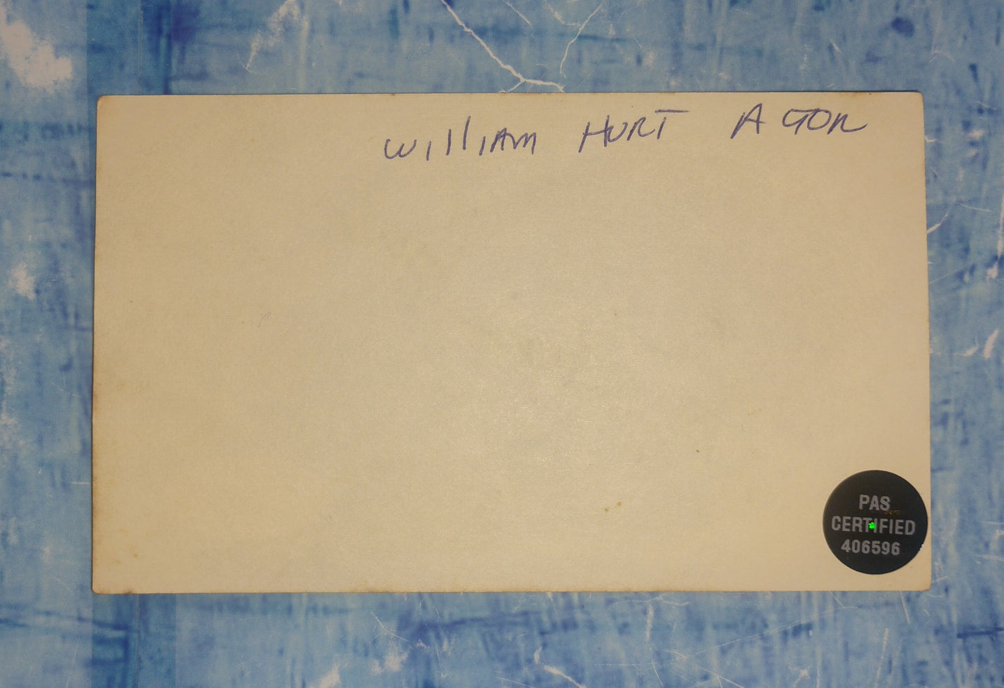 William Hurt Hand Signed Autograph Index Card JSA COA