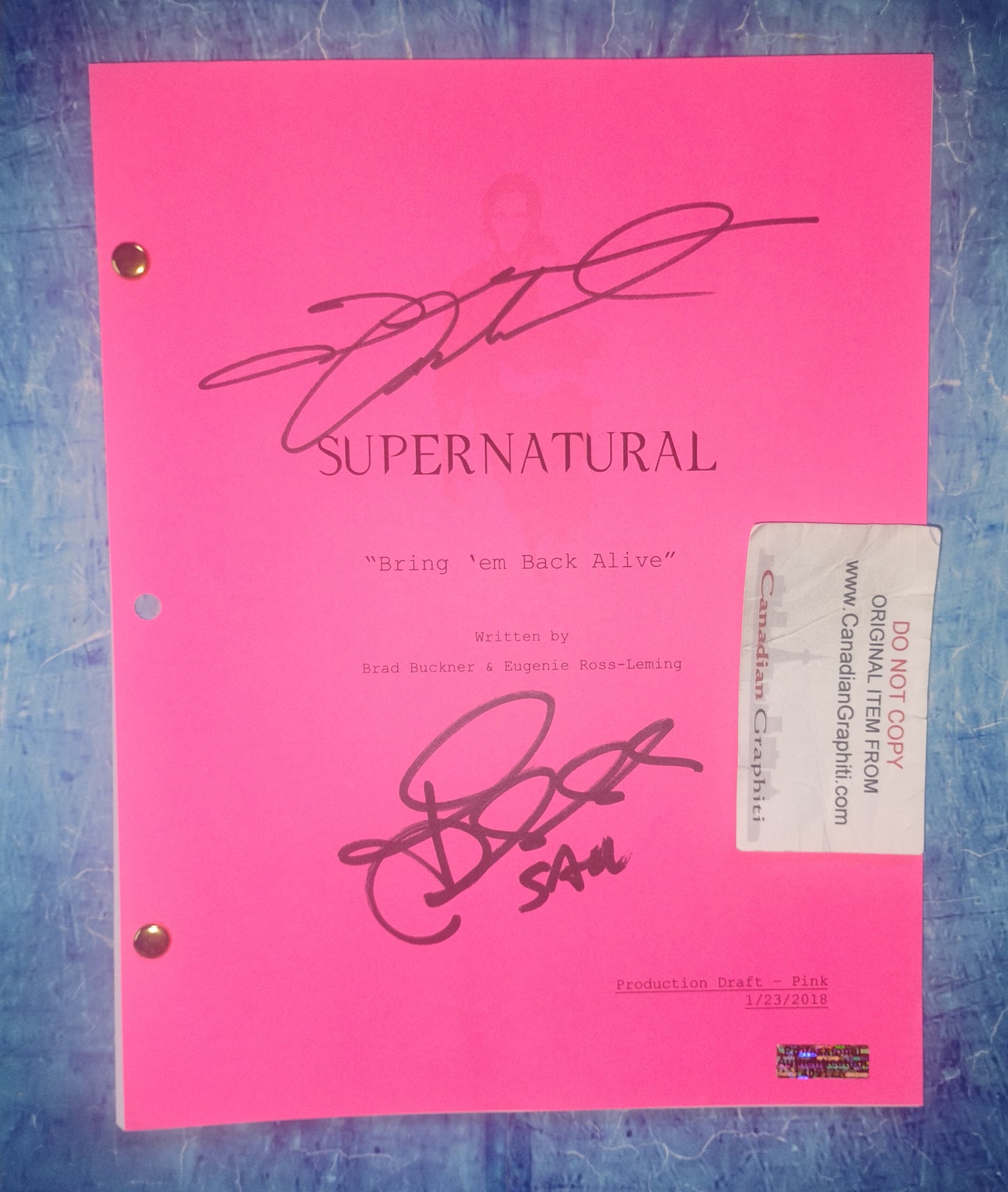 Jensen Ackles & Jared Padalecki Hand Signed Autograph Supernatural Script COA