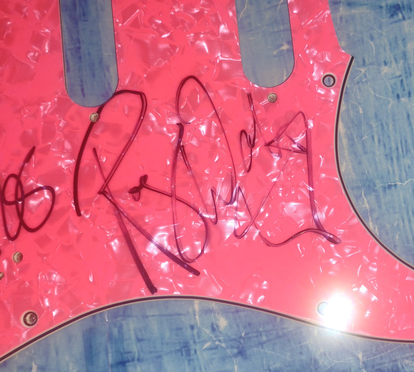 Roger Waters & Nick Mason Hand Signed Autograph Guitar Pick Guard COA Pink Floyd