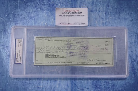 Joe DiMaggio Hand Signed Autograph Cheque PSA Rare Full Signature