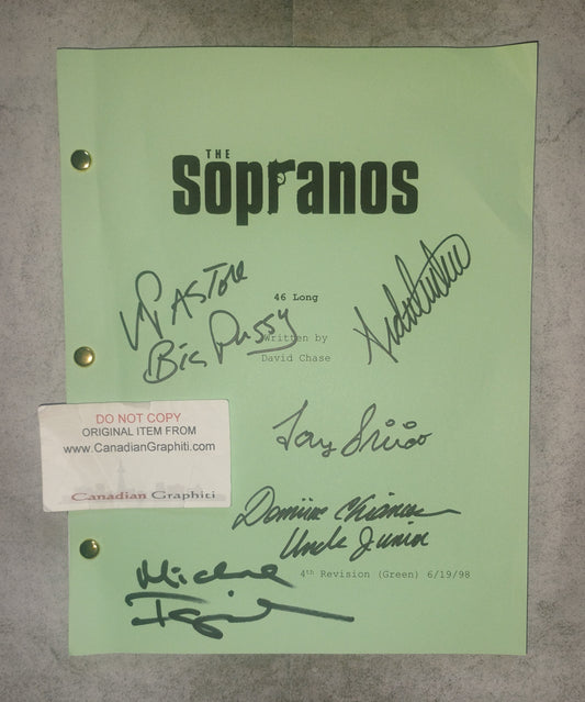 The Sopranos 5x Cast Hand Signed Autograph Script COA Dominic Chianese, Tony Sirico, Vincent Pastore