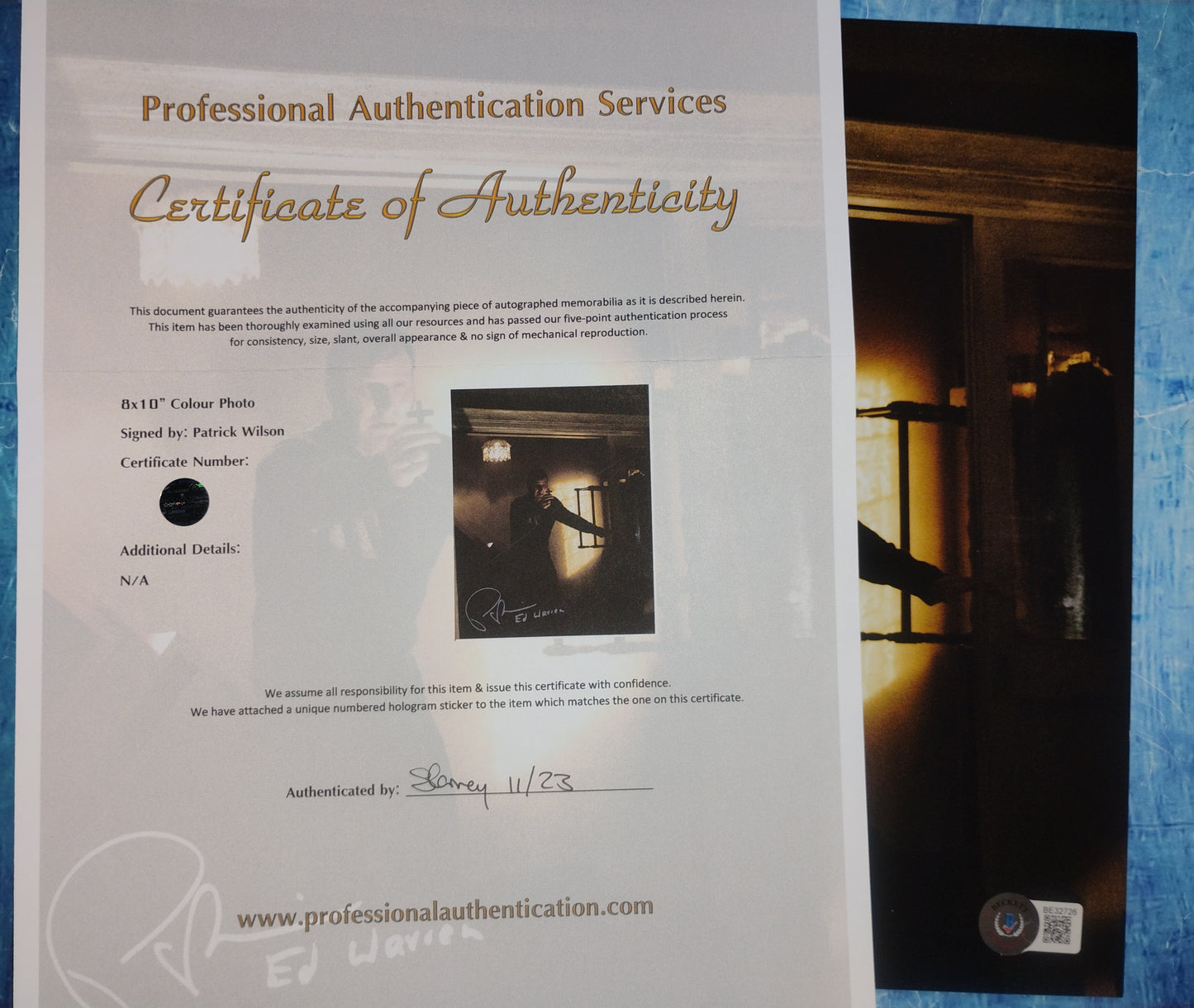 Patrick Wilson Hand Signed Autograph 8x10 Photo BAS COA The Conjuring