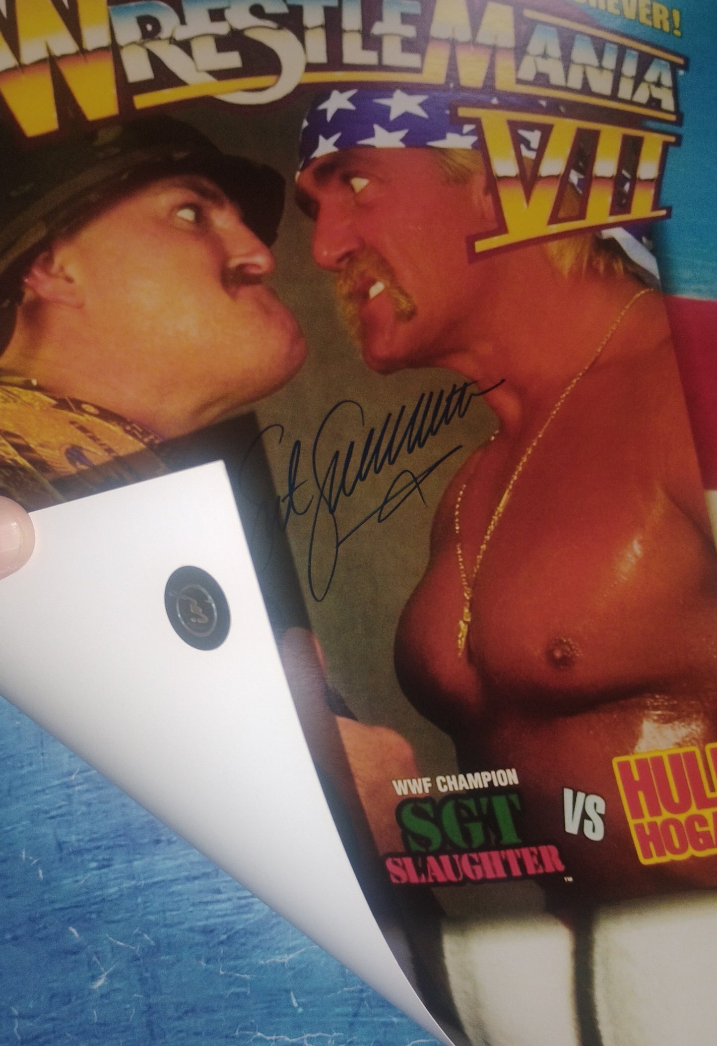 Sgt Slaughter Robert Remus Hand Signed Autograph 11x17 Photo COA WrestleMania