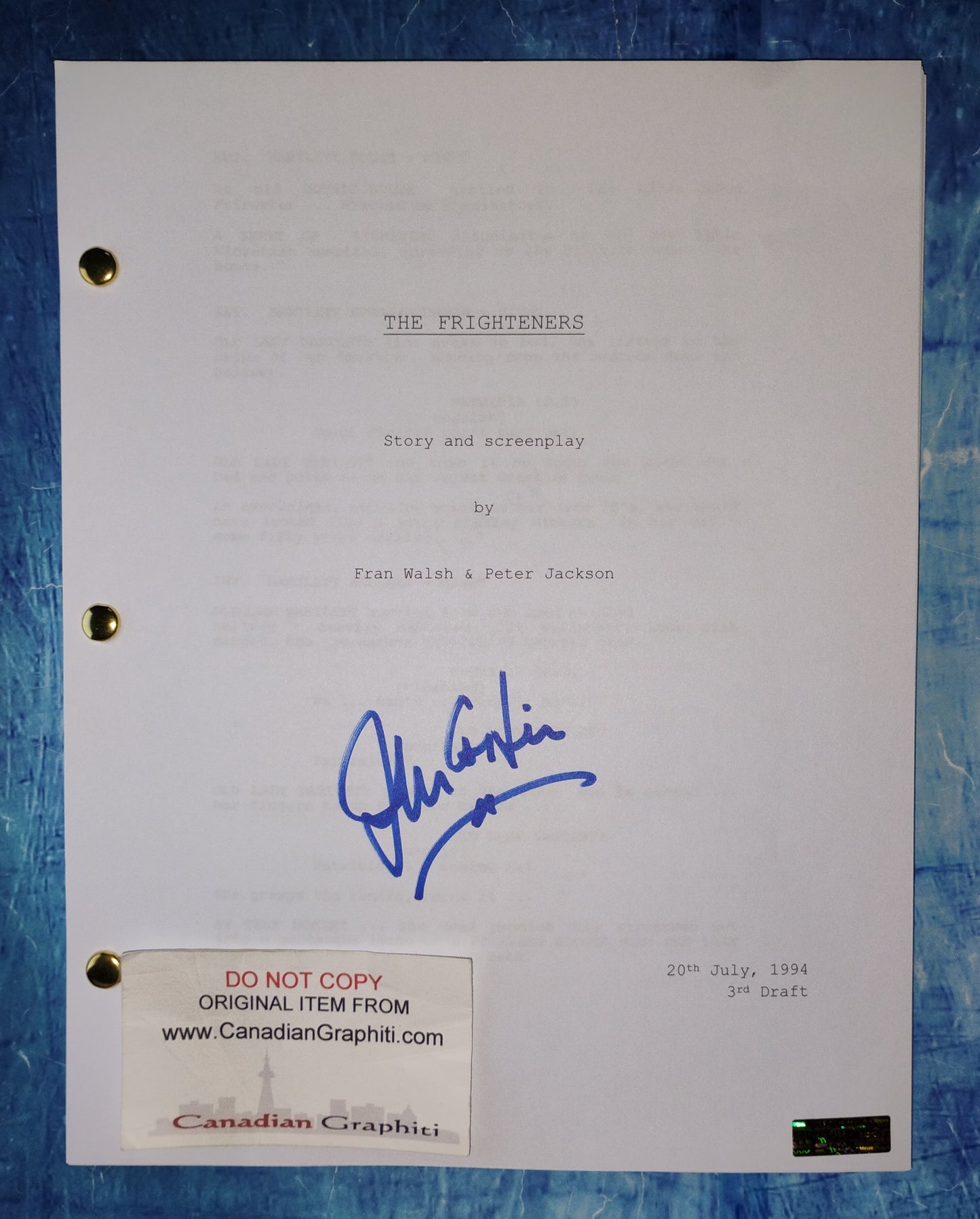 John Astin Hand Signed Autograph The Frighteners Script COA