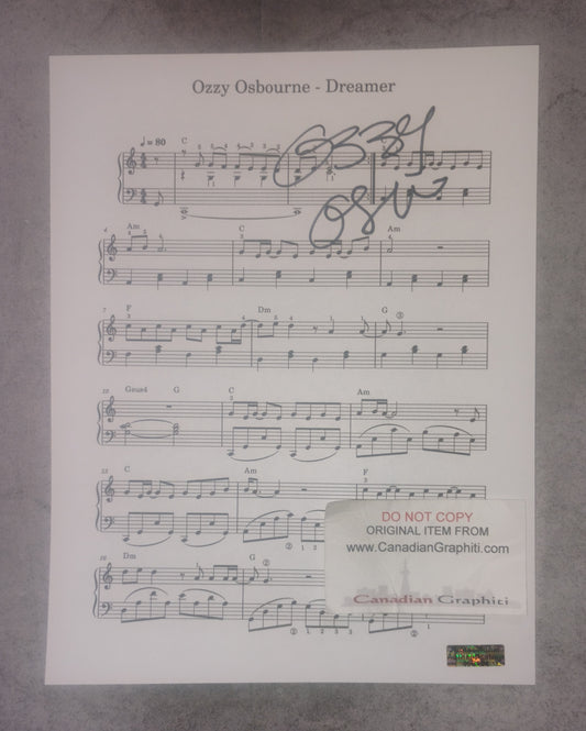 Ozzy Osbourne Hand Signed Autograph Sheet Music COA