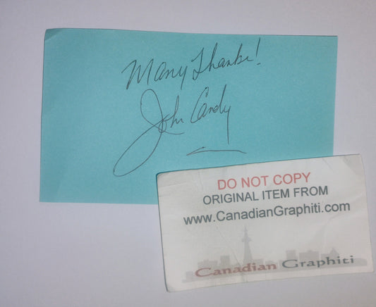 John Candy Hand Signed Autograph Index Card COA