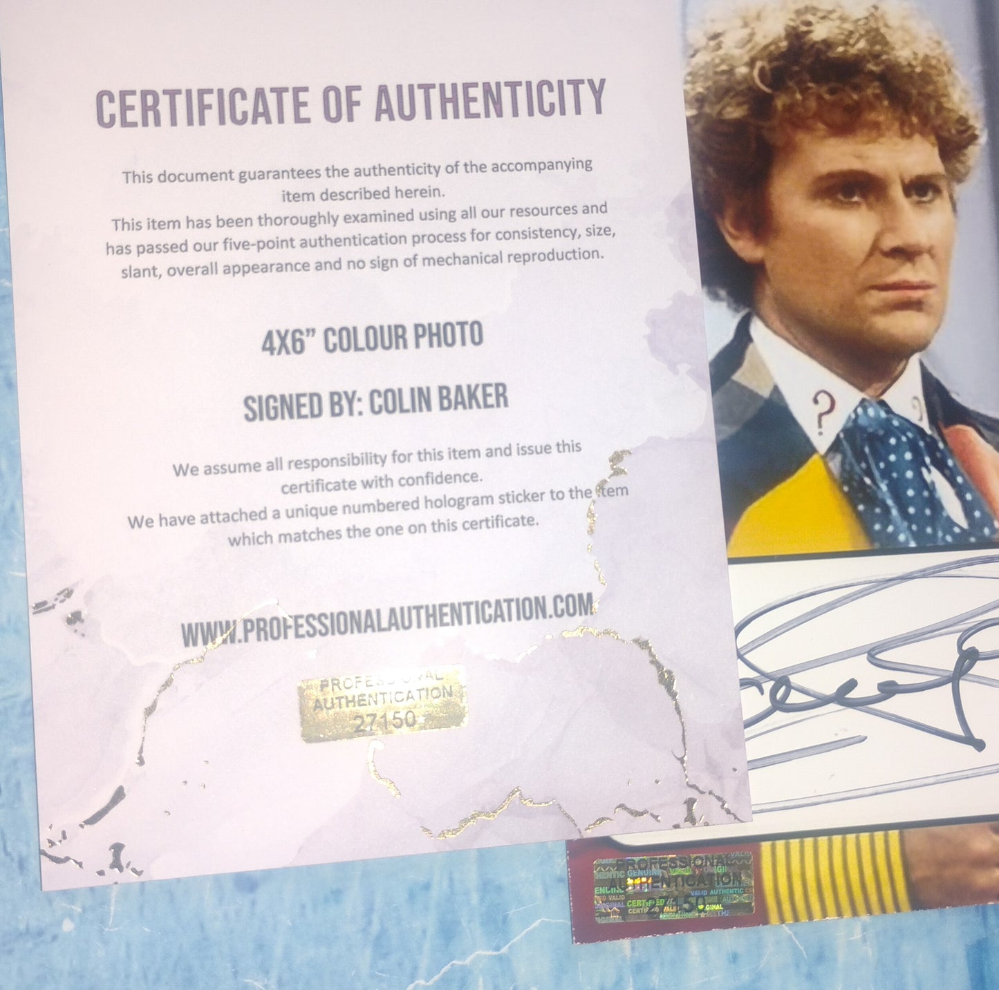Colin Baker Hand Signed Autograph Photo COA Doctor Who