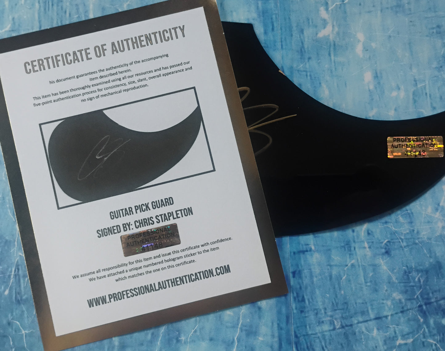 Chris Stapleton Hand Signed Autograph Guitar Pick Guard COA