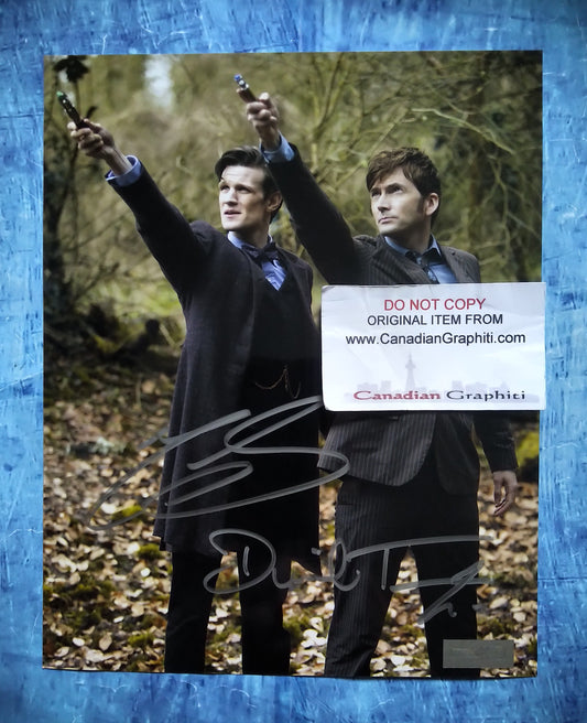 David Tennant & Matt Smith Hand Signed Autograph 8x10 Photo COA Doctor Who