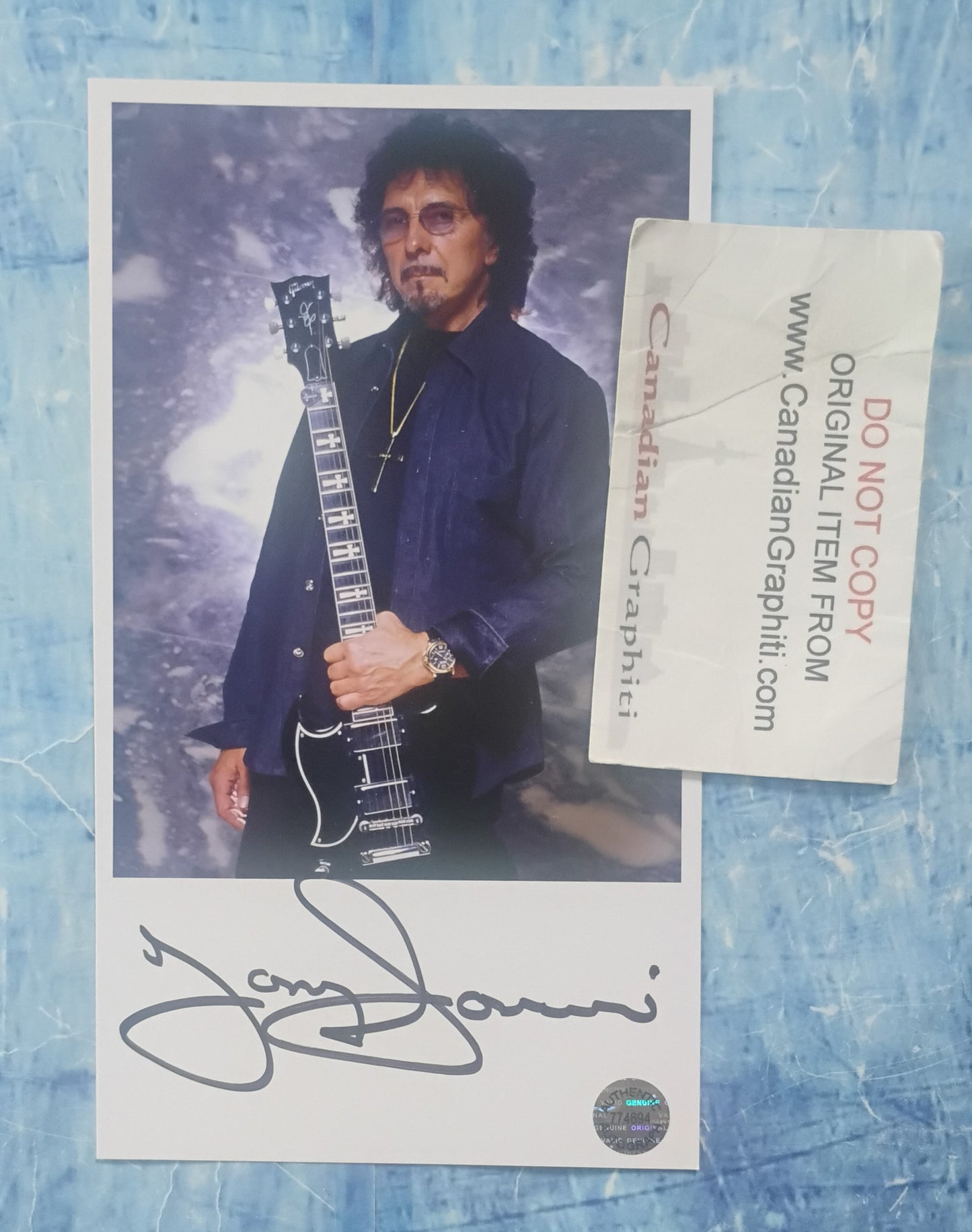Tony Iommi Hand Signed Autograph Photo COA Black Sabbath