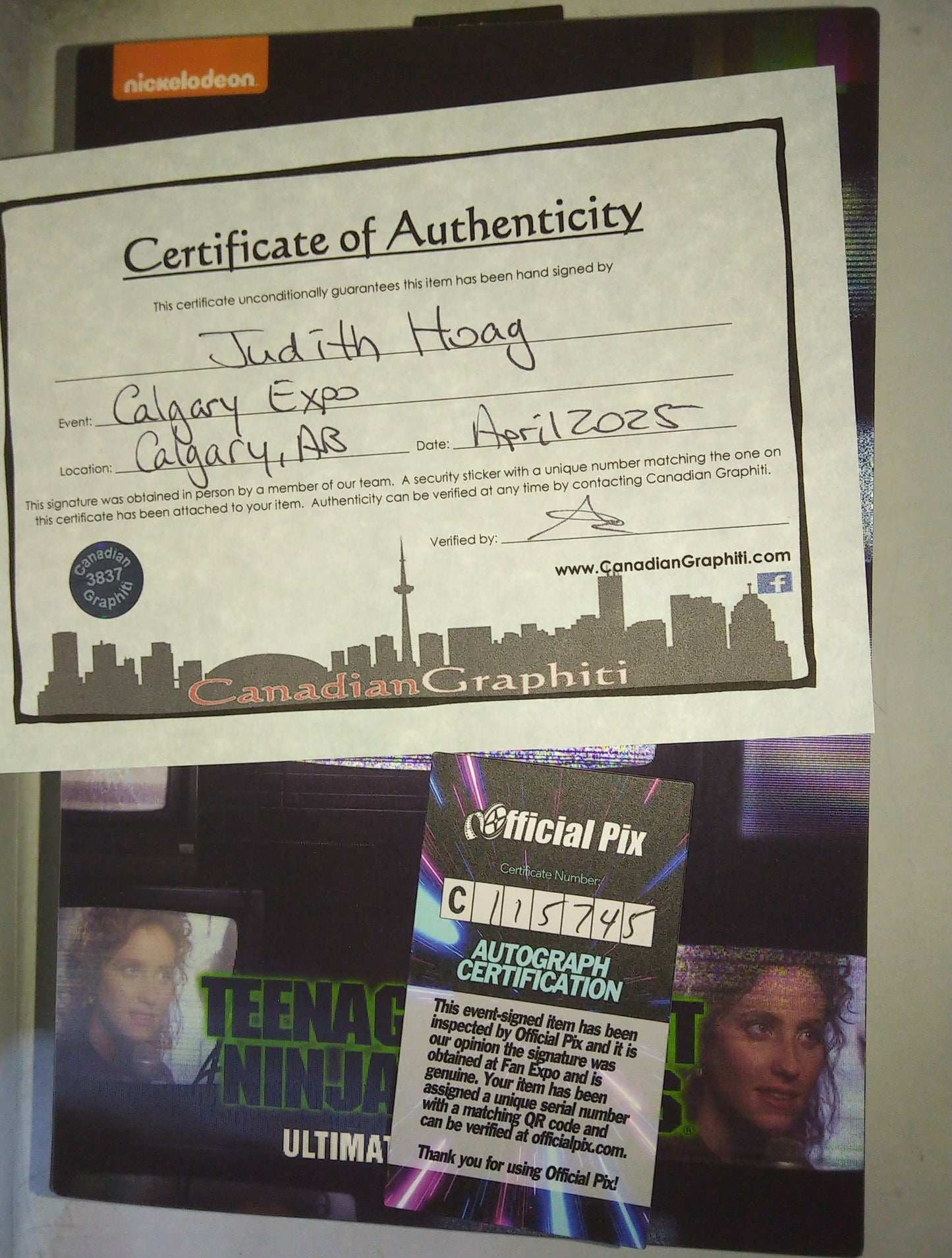 Judith Hoag Hand Signed Autograph April O'Neal Action Figure COA + OPix Teenage Mutant Ninja Turtles