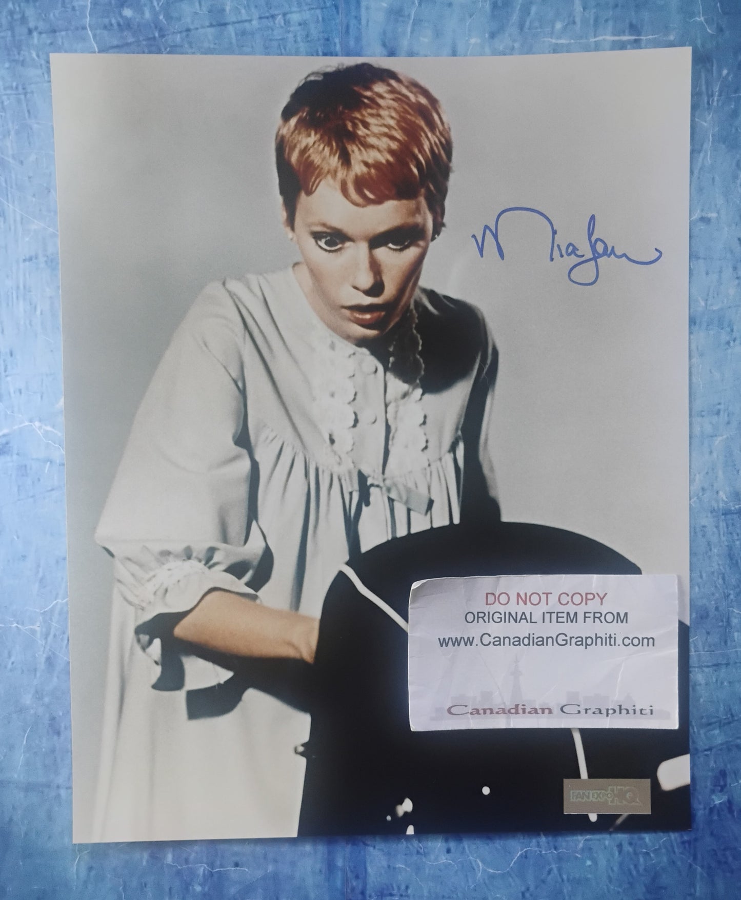 Mia Farrow Hand Signed Autograph 8x10 Photo COA Rosemary's Baby