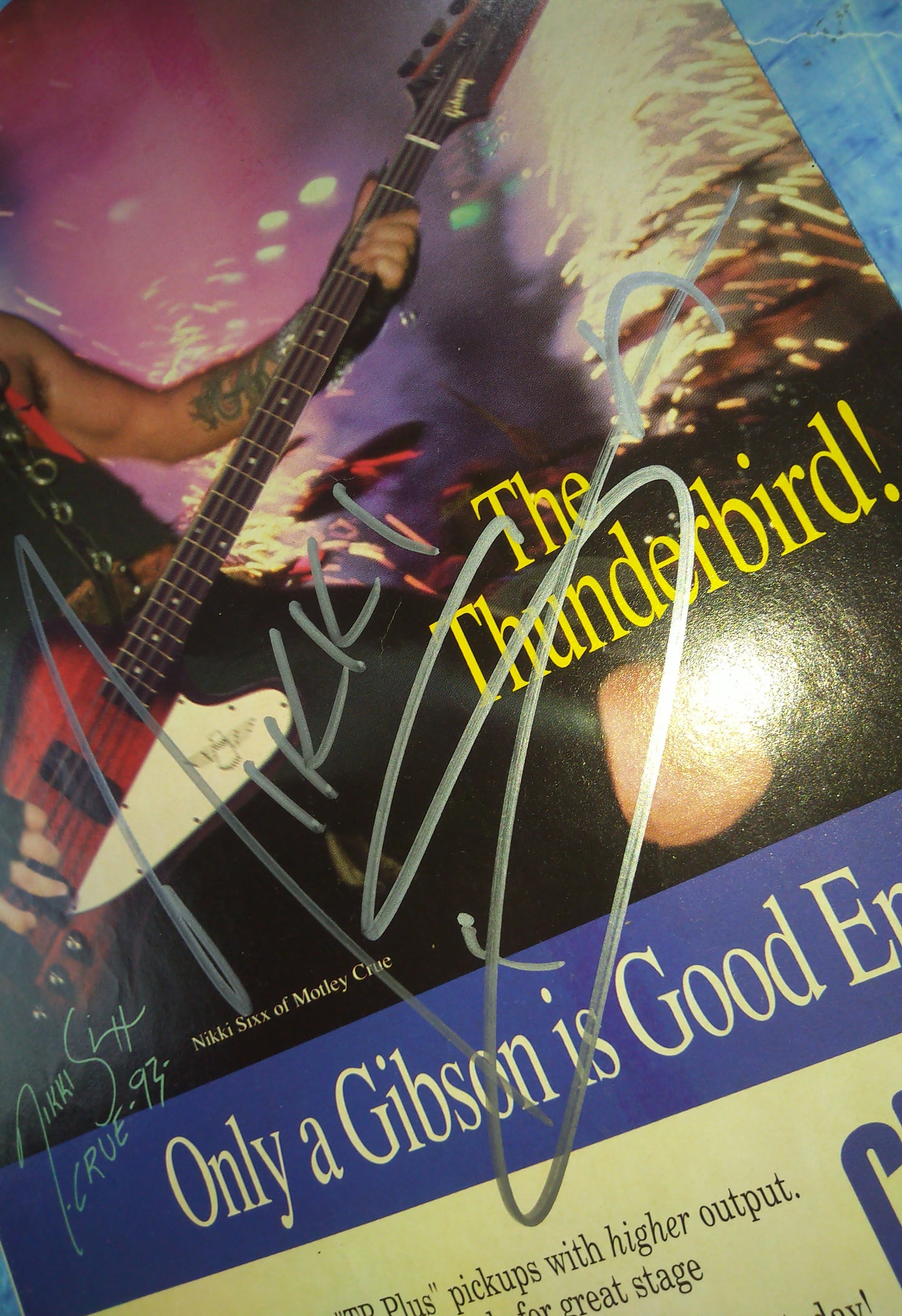 Nikki Sixx Hand Signed Autograph Gibson Guitar Ad JSA COA Motley Crue