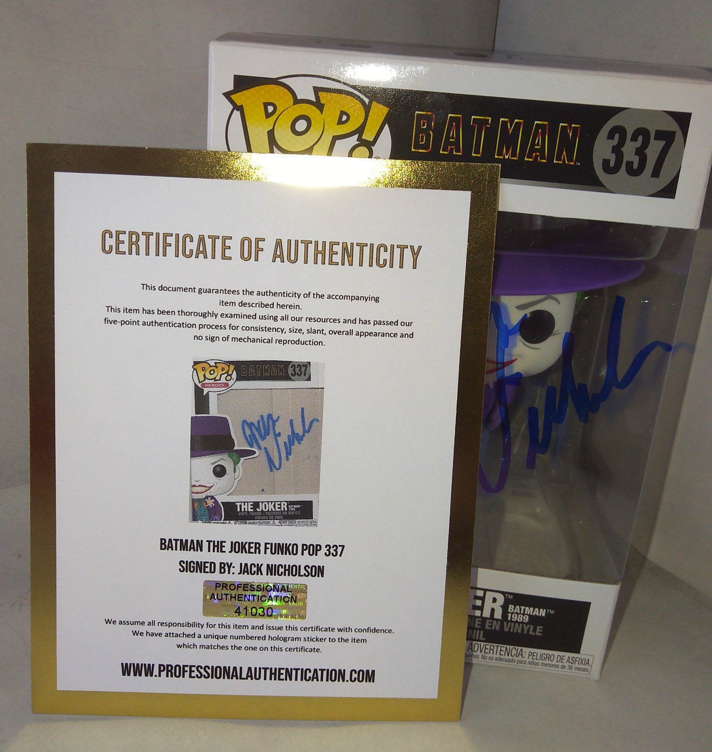 Jack Nicholson Hand Signed Autograph Joker Funko Pop COA Batman