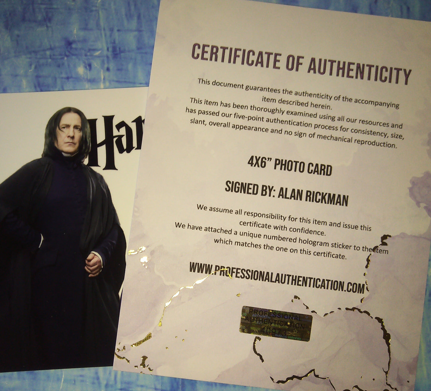 Alan Rickman Hand Signed Autograph Photo COA Harry Potter