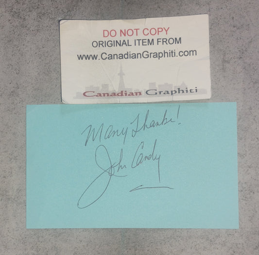 John Candy Hand Signed Autograph Index Card COA