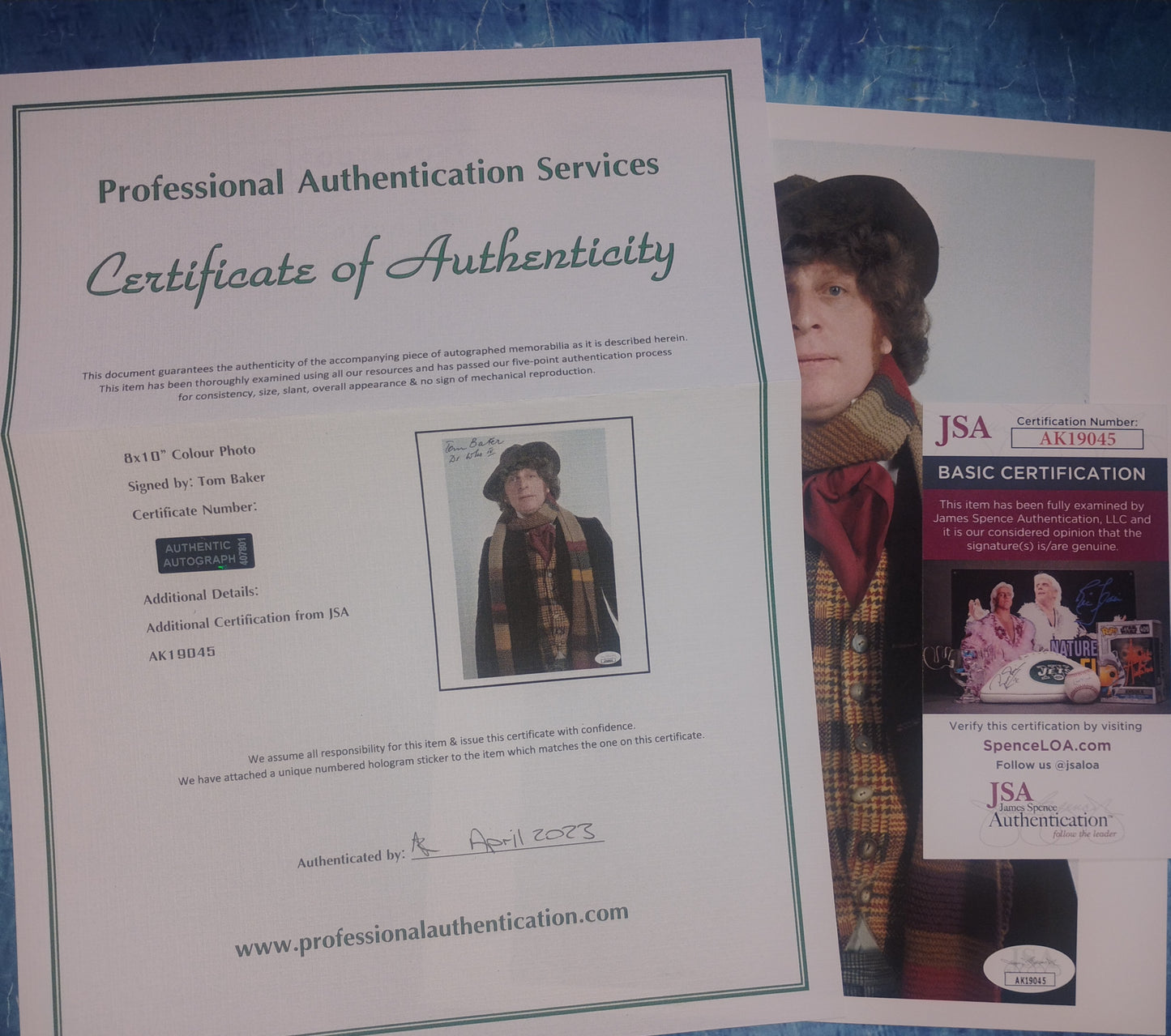 Tom Baker Hand Signed Autograph 8x10 Photo JSA COA Doctor Who