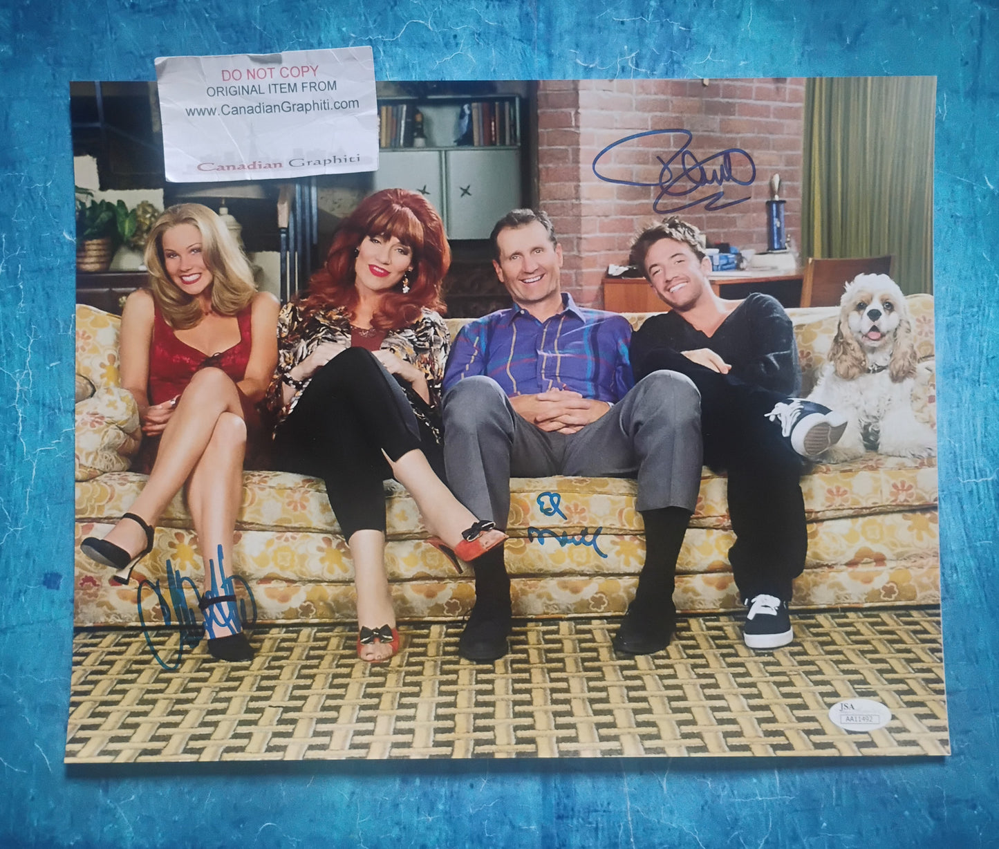 Married With Children Hand Signed Autograph 11x14 Photo JSA COA Ed O'Neal, Christina Applegate