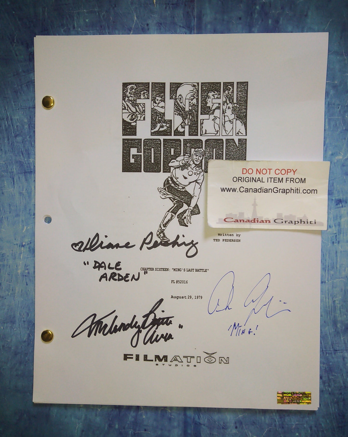 Flash Gordon 3x Cast Hand Signed Autograph Script COA