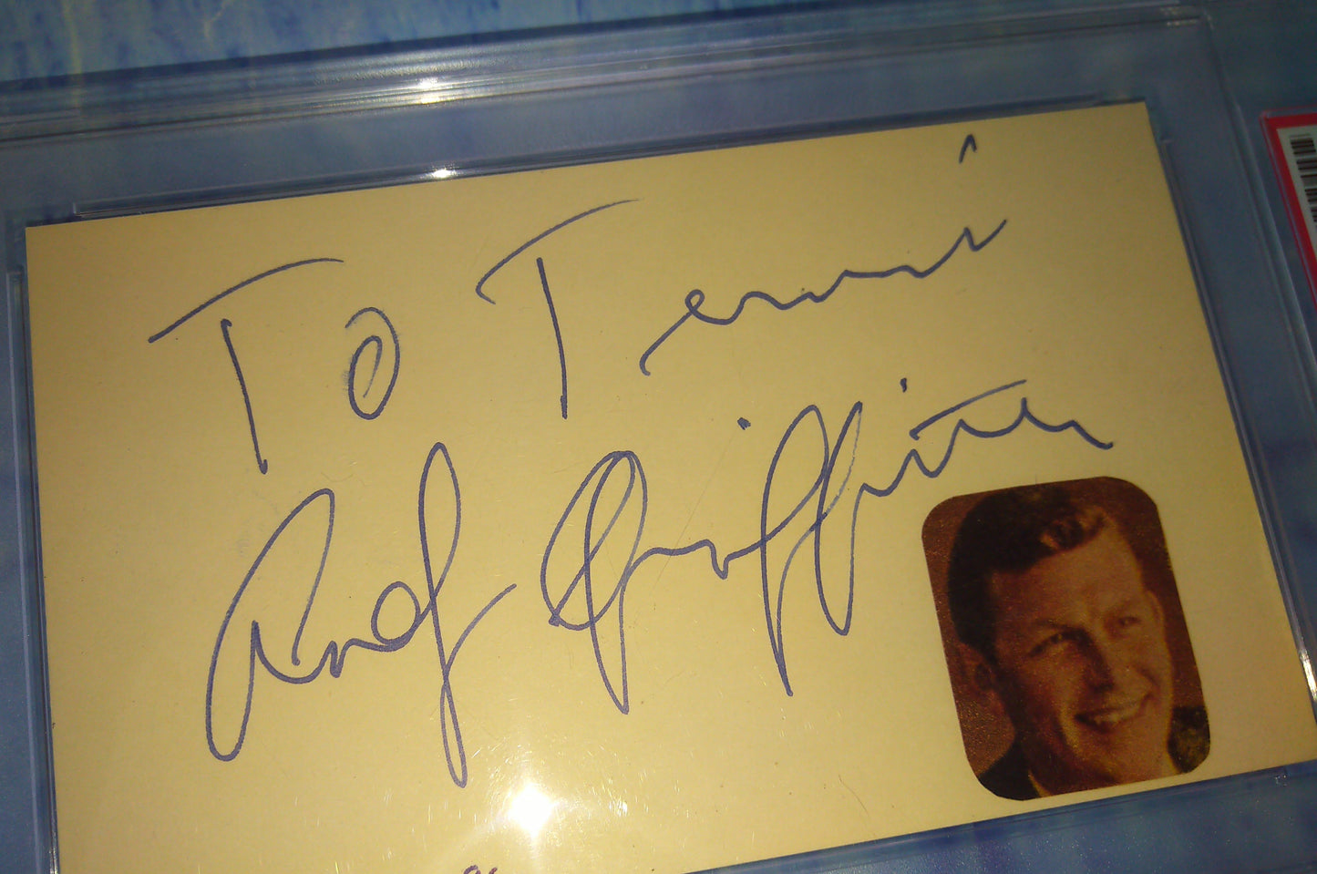 Andy Griffith Hand Signed Autograph Index Card PSA COA