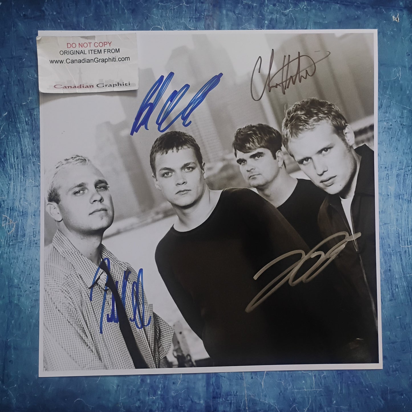 3 Doors Down Hand Signed Autograph 12x12 Photo COA Brad Arnold, Todd Harrell, Matt Roberts