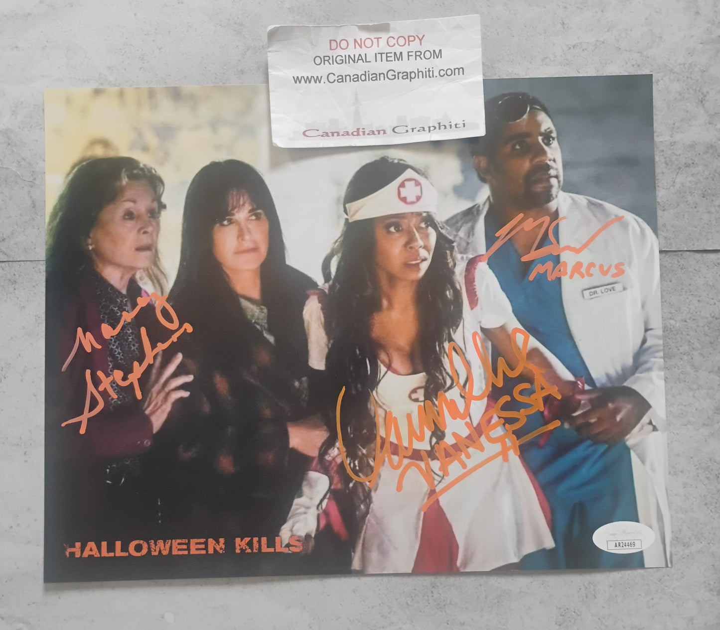 Halloween Cast Hand Signed 8x10 Photo JSA COA Nancy Stephens, Carmela McNeal & Michael Smallwood