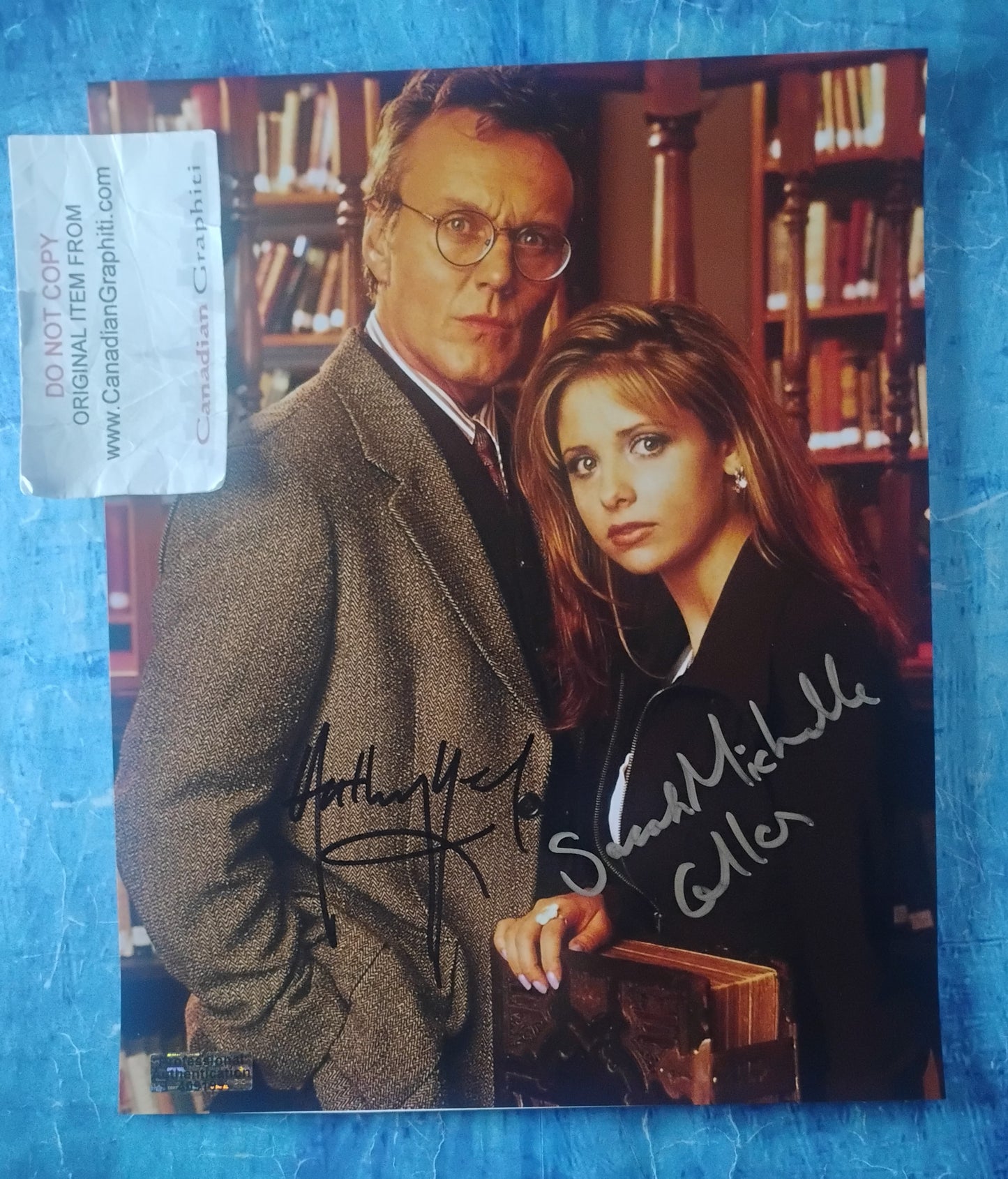 Anthony Head & Sarah Michelle Gellar Hand Signed Autograph 8x10 Photo COA Buffy The Vampire Slayer