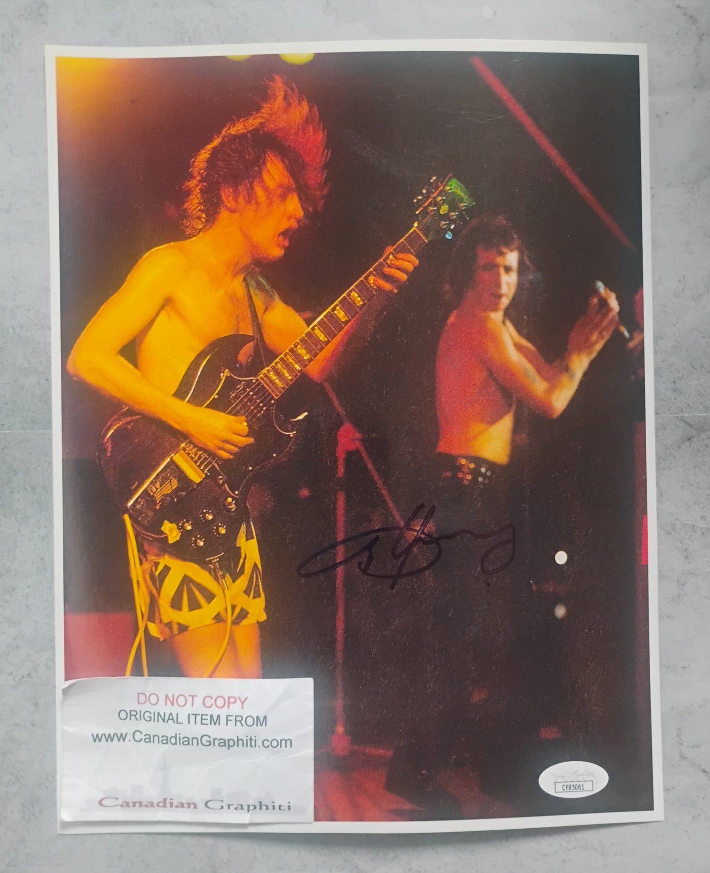 Angus Young AC/DC Hand Signed Autograph Photo JSA COA
