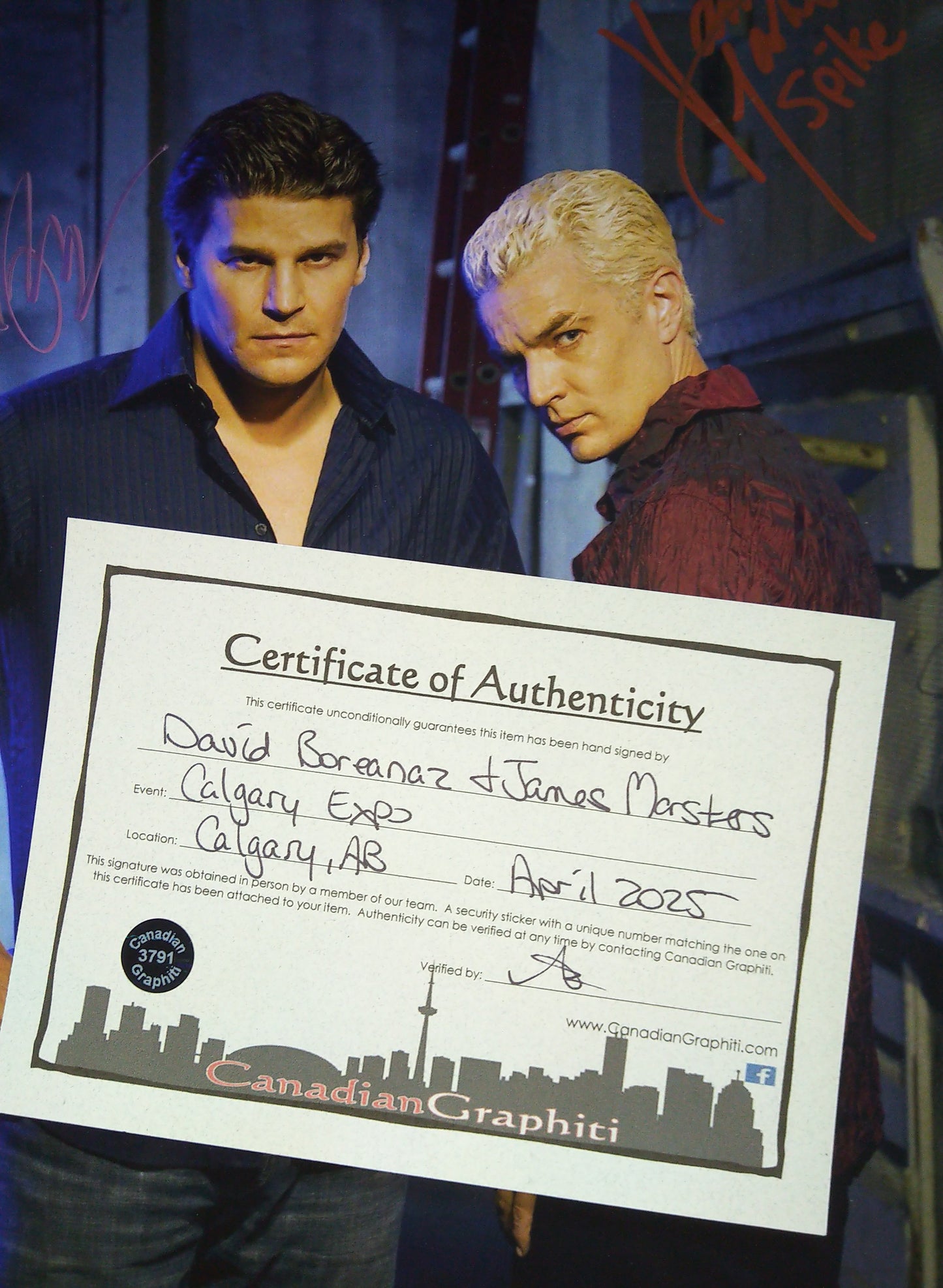 David Boreanaz & James Marsters Hand Signed Autograph 11x14 Photo COA