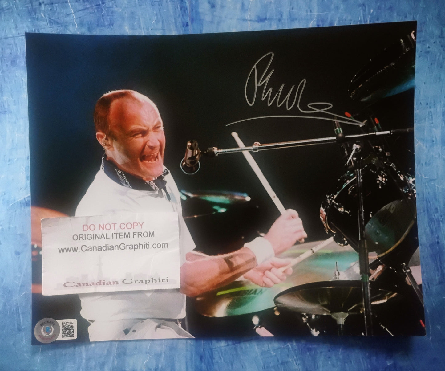 Phil Collins Hand Signed Autograph 8x10 Photo BAS COA