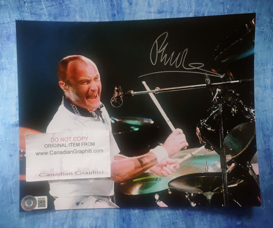 Phil Collins Hand Signed Autograph 8x10 Photo BAS COA